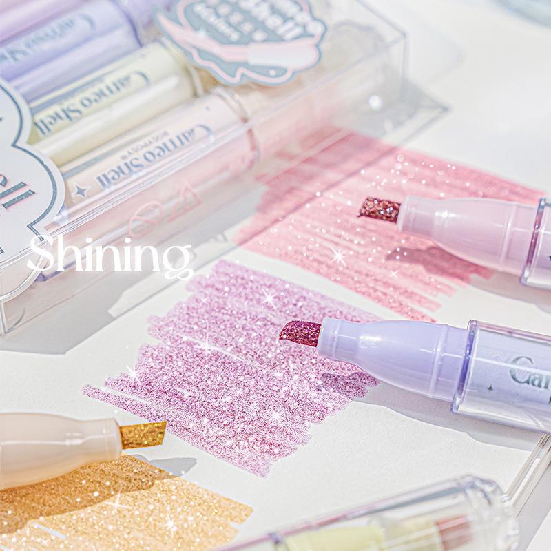 4 Colors/Set Glitter Highlight - đánh giá và giá Highlighter Set Pastel